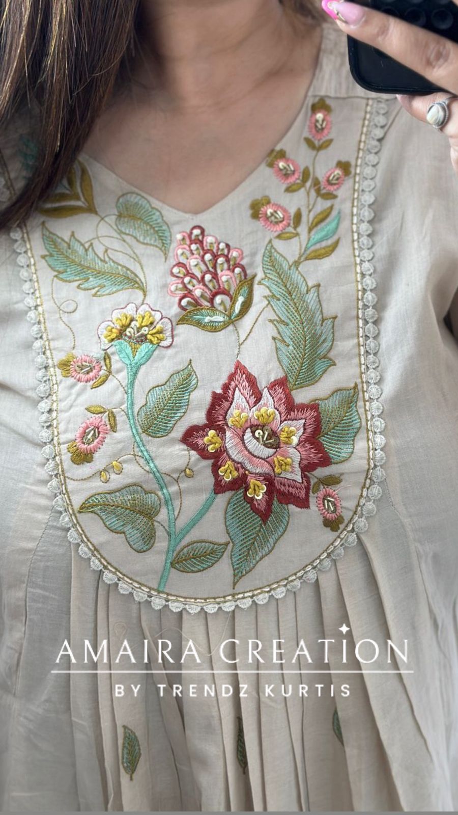 Premium Beige Pure Soft Cotton Anarkali