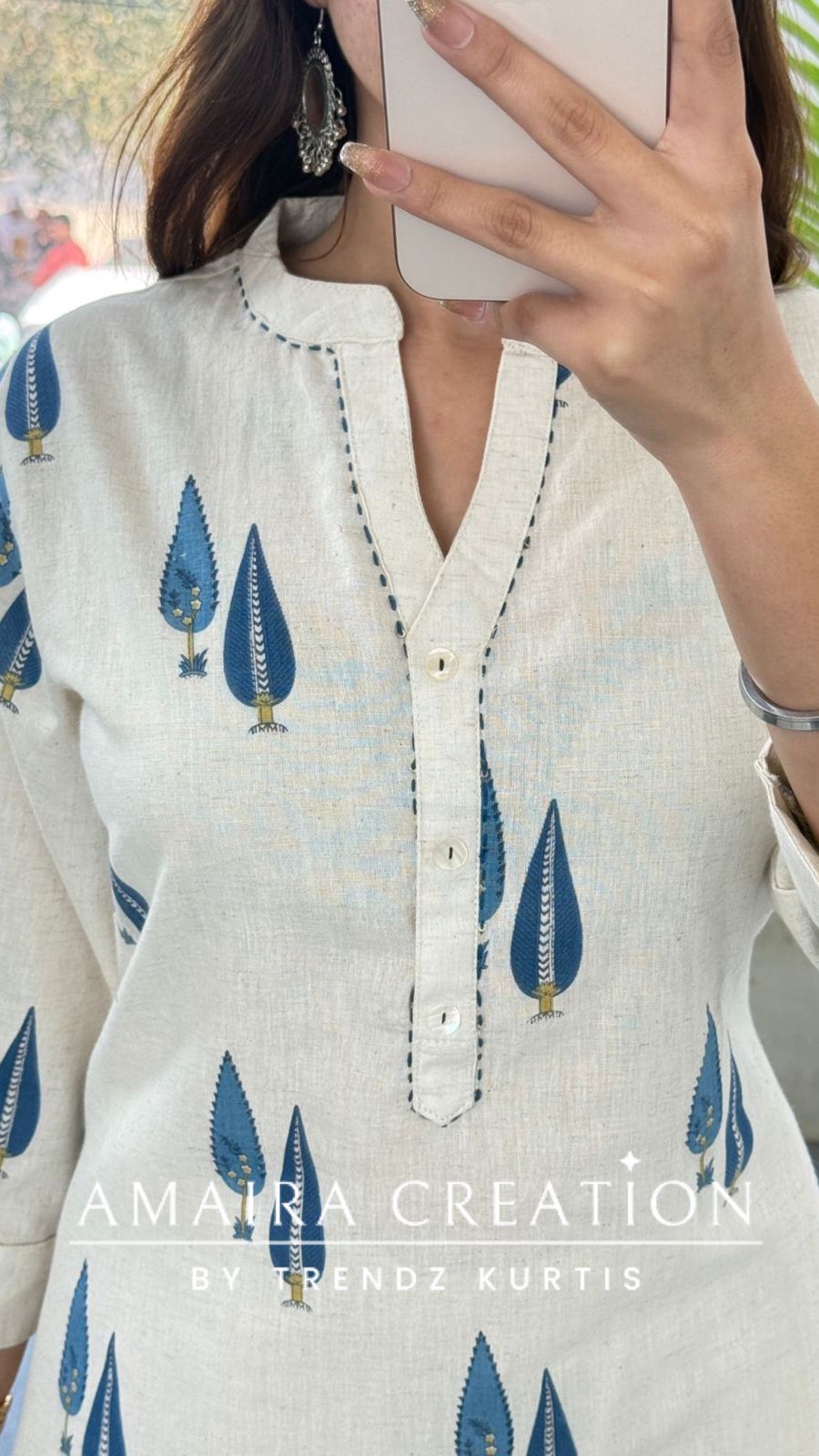 Premium Blue Colour Khadi Cotton Easy Breezy Two Piece Long cordset