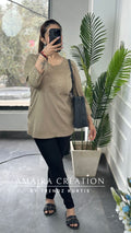Premium cotton Lycra Beige Color Embroidered Short Kurt