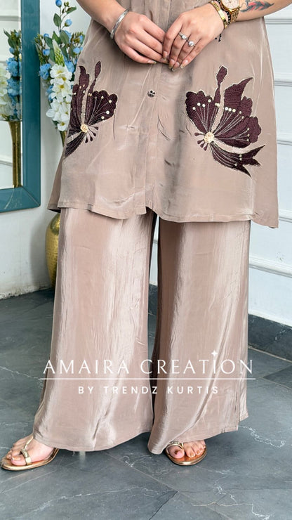 Premium Crepe Fabric Beautiful Thread Work Cord Set