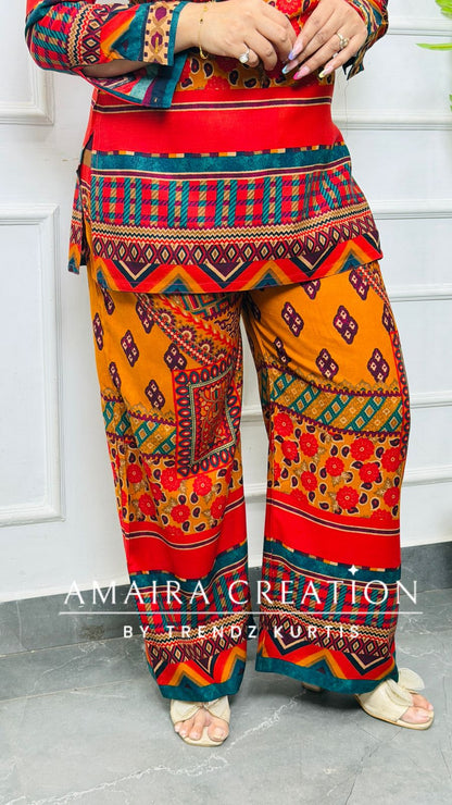 Premium Reyon Jaipuri Print Mustard Colour Super Comfortable Cord Set