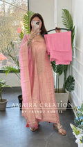Premium Banarasi Fabric Peach Color Unstitched Suit With Banarasi Dupatta
