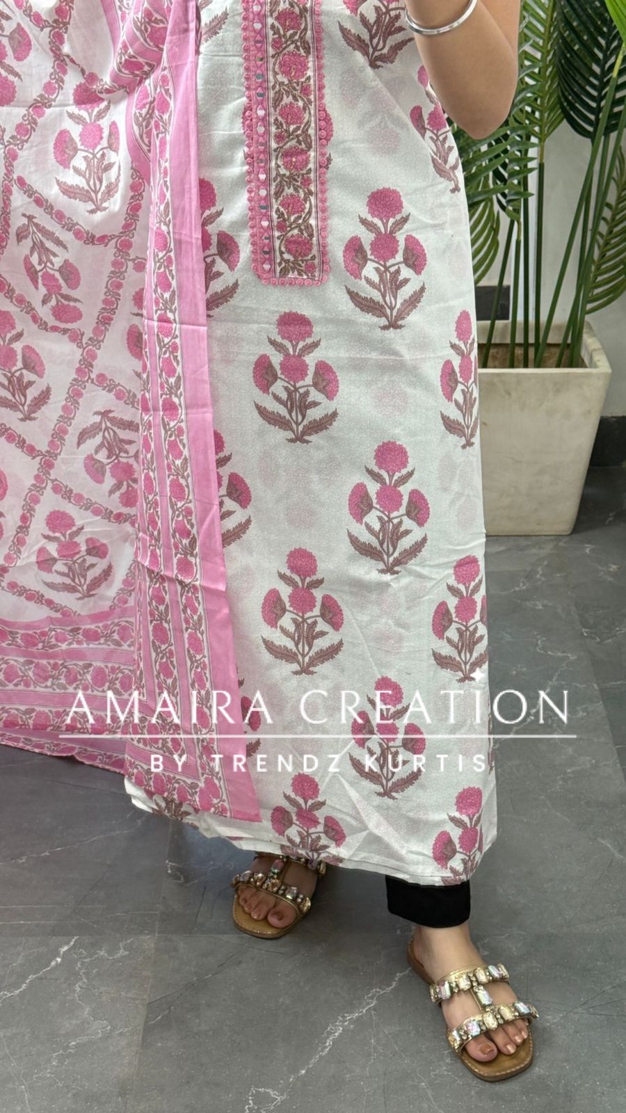 Floral Cotton Pink Color Printed Unstitched Suit