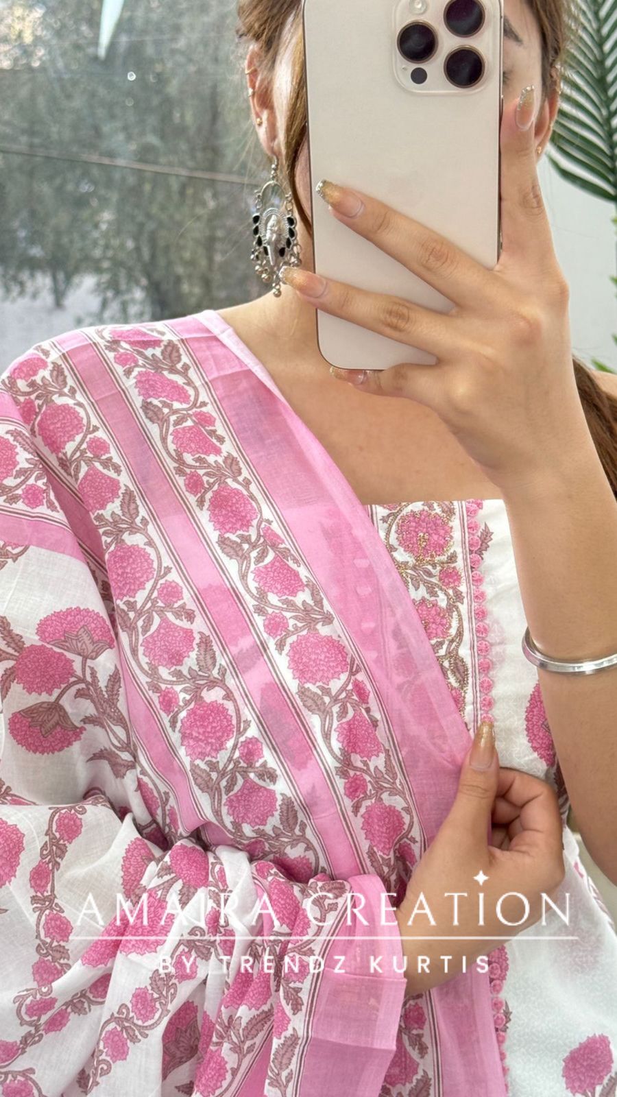 Floral Cotton Pink Color Printed Unstitched Suit