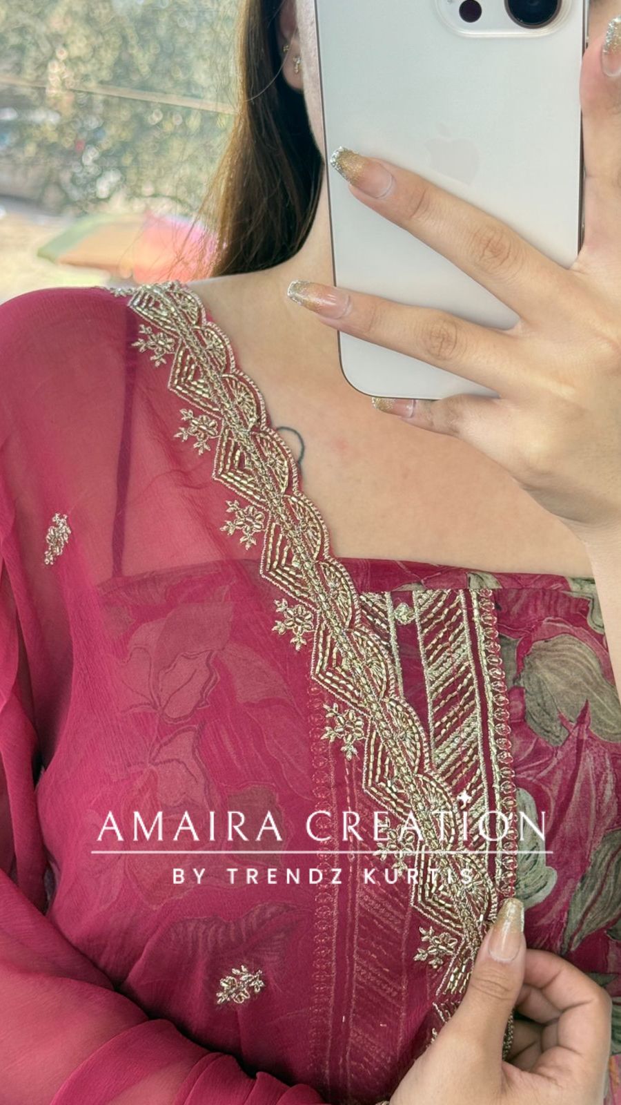 Premium Crepe Fabric Fuschia Pink Colour Unstitch Suit With Chiffon Dupatta