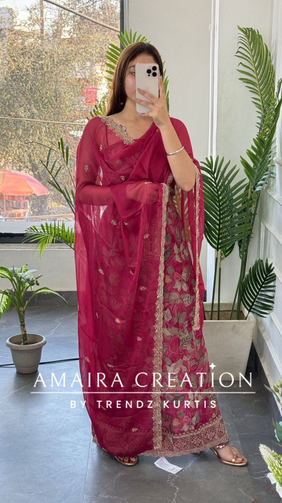 Premium Crepe Fabric Fuschia Pink Colour Unstitch Suit With Chiffon Dupatta