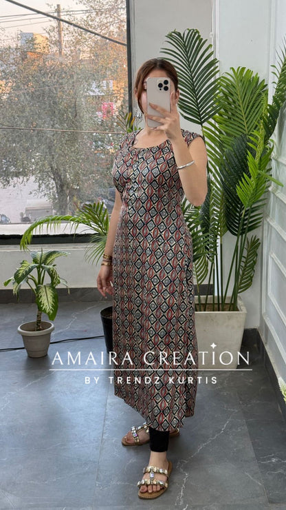 Premium Very Soft Reyon Fabric Blue Colour Kurti(17 Inches Sleeves Available)