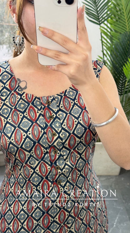 Premium Very Soft Reyon Fabric Blue Colour Kurti(17 Inches Sleeves Available)