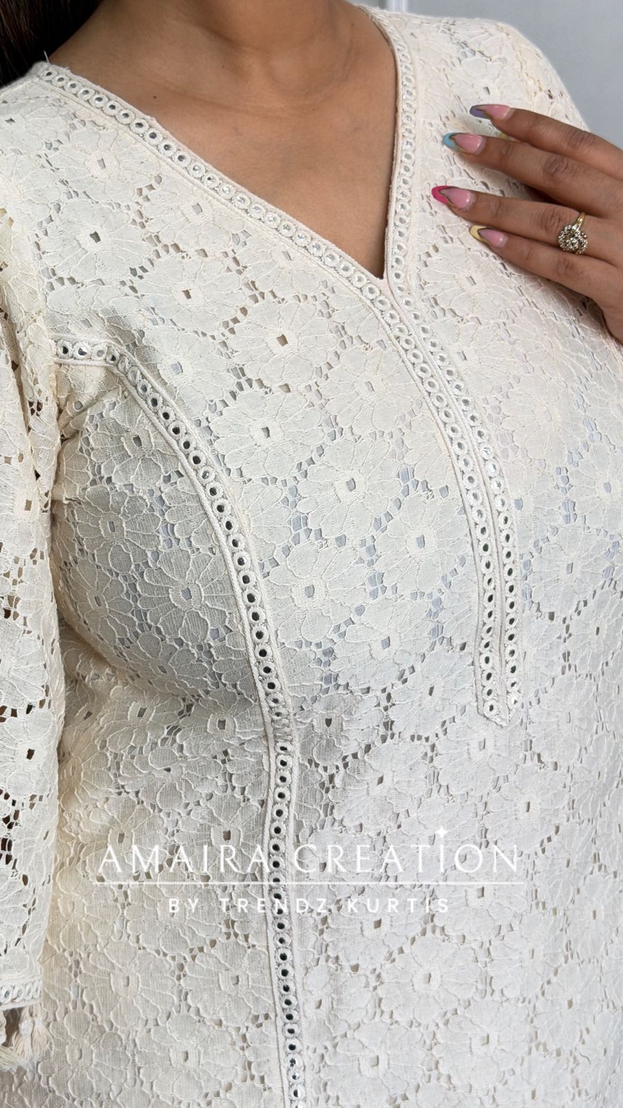 Premium Schiffli Cotton Cord Set With Mul Cotton Lining