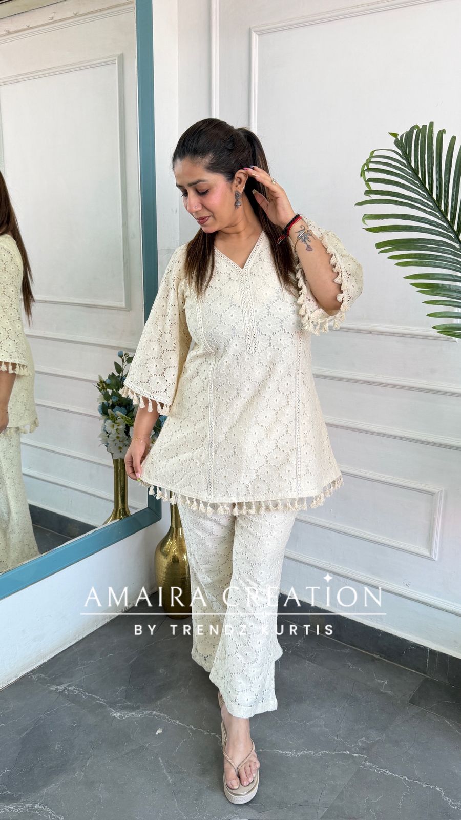 Premium Schiffli Cotton Cord Set With Mul Cotton Lining