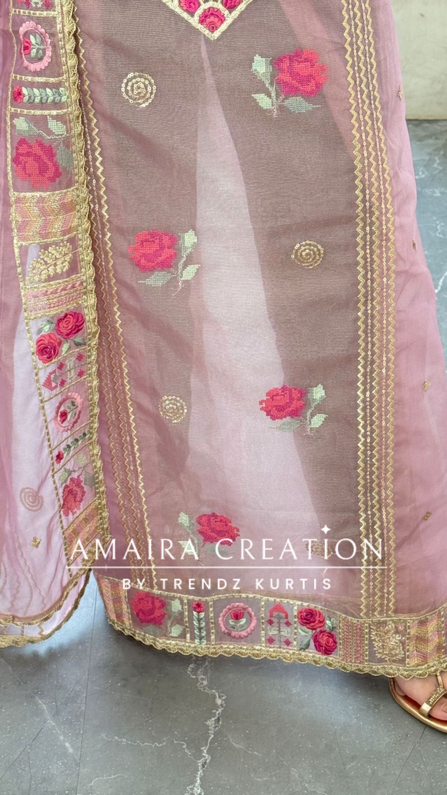 Premium Organza Fabric onion  Colour Beautiful Thread Embroidered Zari Work Unstitched Suit