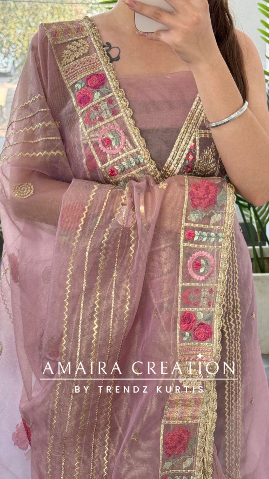 Premium Organza Fabric onion  Colour Beautiful Thread Embroidered Zari Work Unstitched Suit