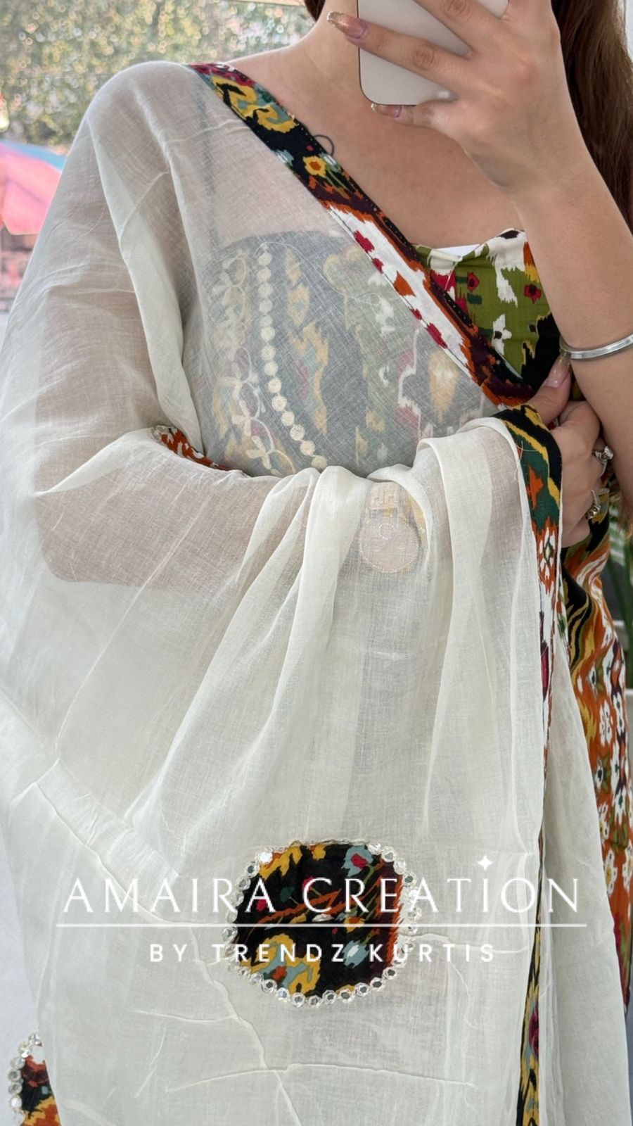 Premium Cotton Ikkat Print Black Colour Unstitched Suit