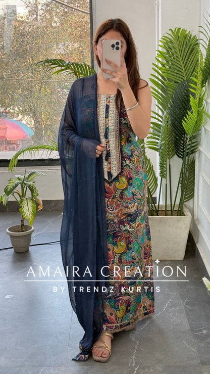 Premium Cotton Kalamkari Inspired Print Unstitched Suits