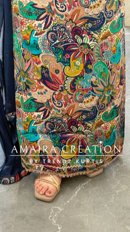 Premium Cotton Kalamkari Inspired Print Unstitched Suits