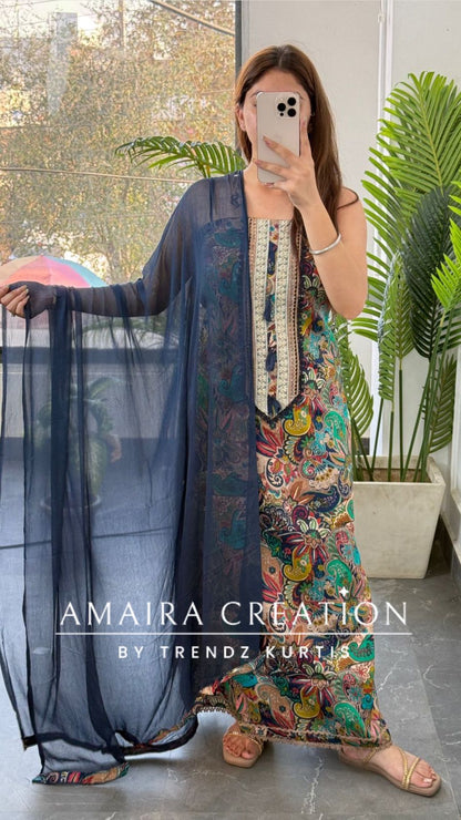 Premium Cotton Kalamkari Inspired Print Unstitched Suits