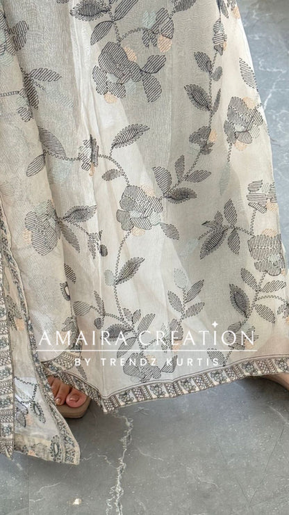 Premium Navy Blue Shimmer Tissue Embroidered Unstitched Suit With Beautiful Dupatta