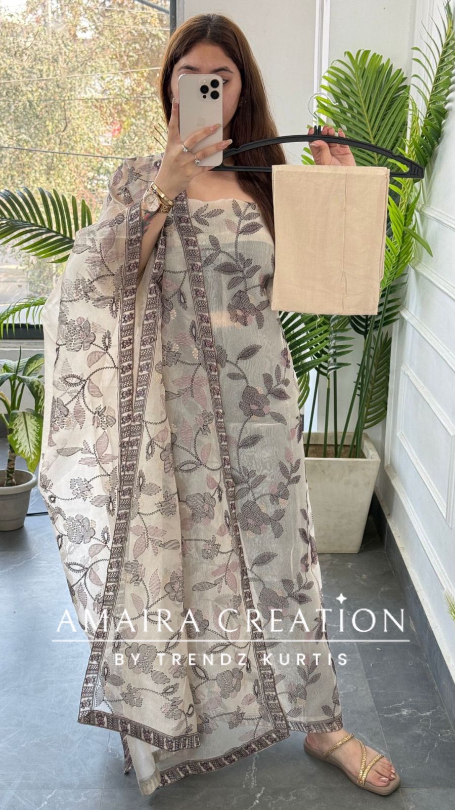 Premium Wine Shimmer Tissue Embroidered Unstitched Suit With Beautiful Dupatta