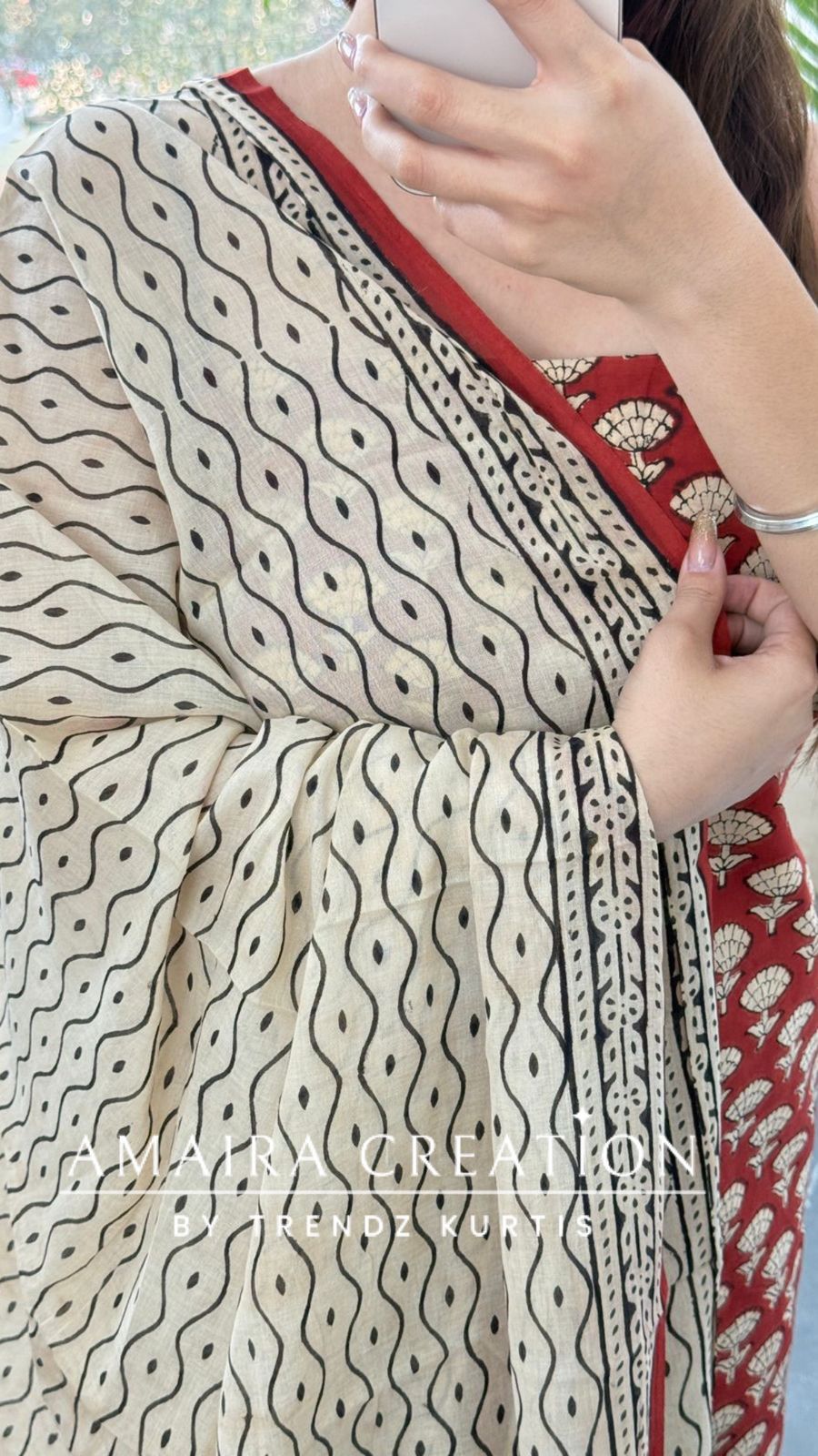 Premium Cotton Rust Colour Bagru HandBlock Print Unstitched Suit