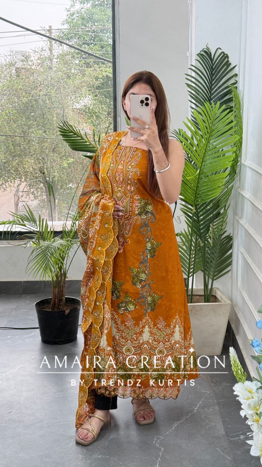 Premium Mustard Cotton Pakistani Print Unstitched Suit