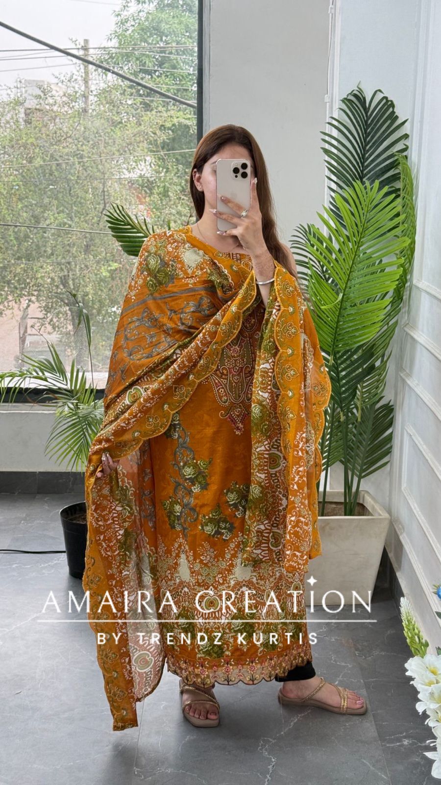 Premium Mustard Cotton Pakistani Print Unstitched Suit