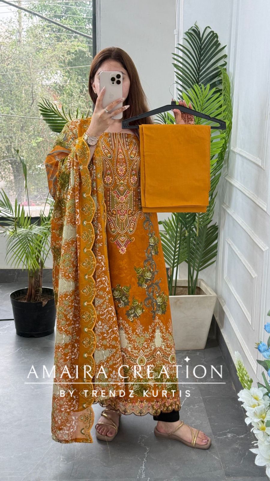 Premium Mustard Cotton Pakistani Print Unstitched Suit