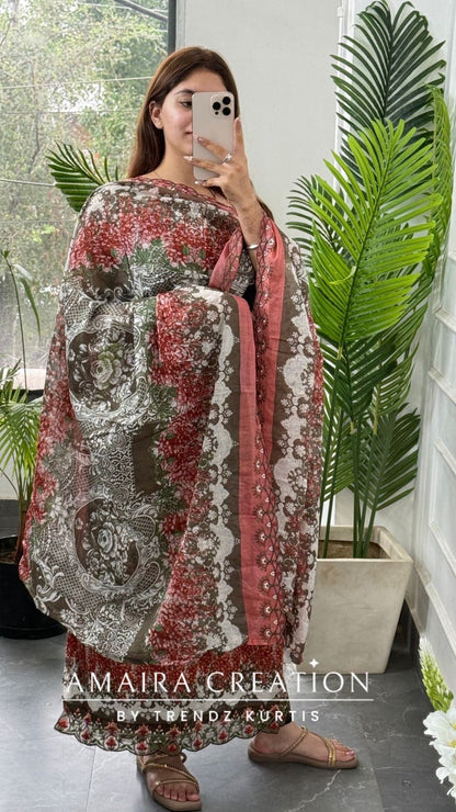 Premium Grey Cotton Pakistani Print Unstitched Suit