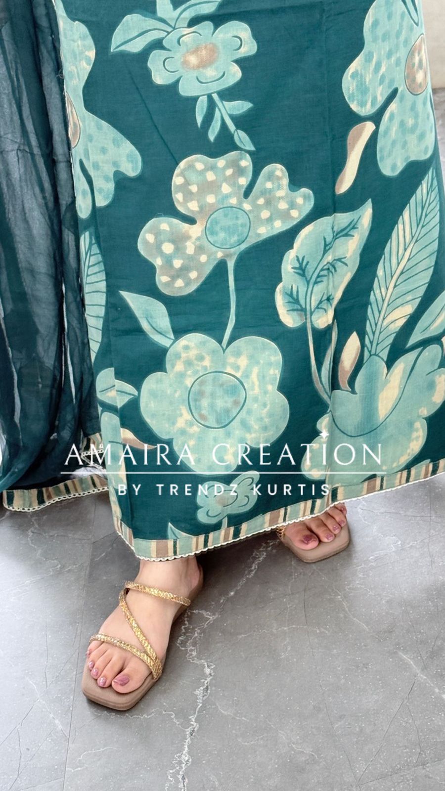 Premium Cotton Peacock Colour Unstitched Suit With Patch Work Chiffon Dupatta