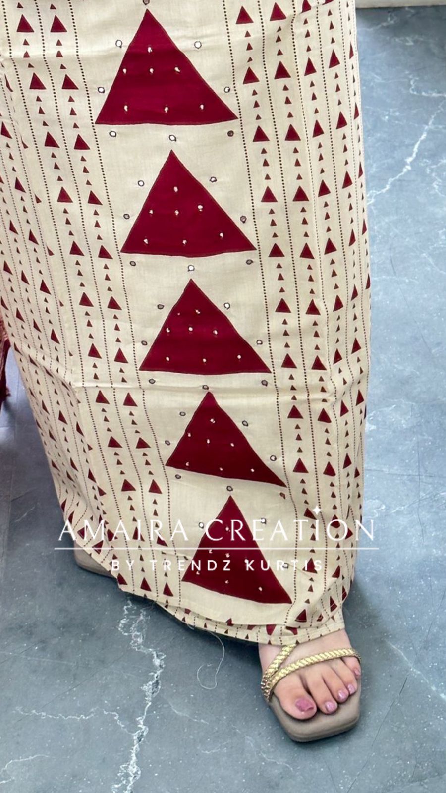Premium Cotton Beige Maroon Colour Unstitch Suit