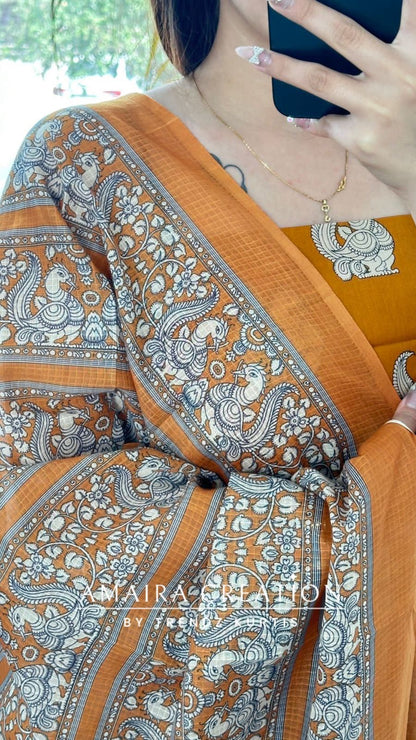 Premium Cotton Mustard Colour Unstitch Suit