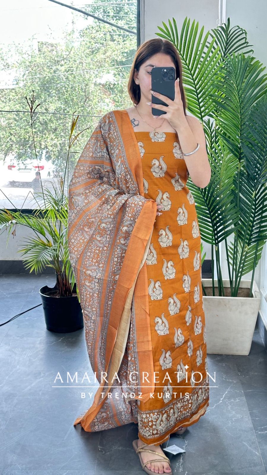 Premium Cotton Mustard Colour Unstitch Suit