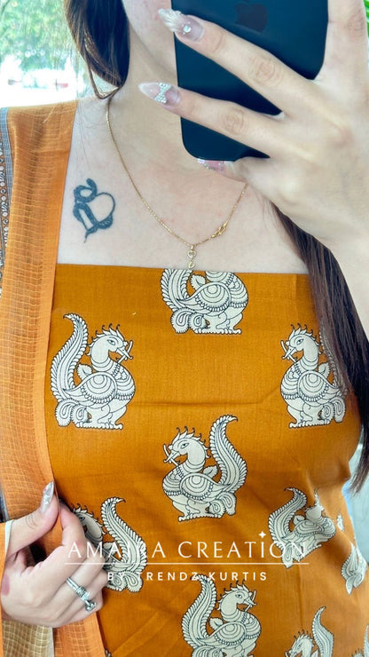 Premium Cotton Mustard Colour Unstitch Suit