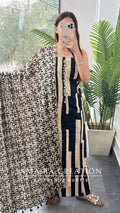 Premium Cotton Beige & Black Colour Unstitched Suits