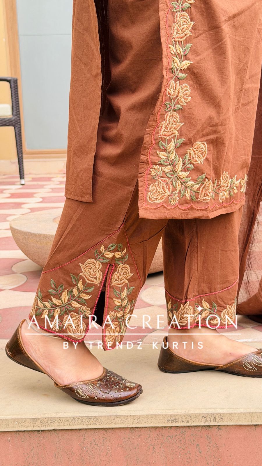 Cocoa Embroidered Suit Set(Viral Suit)