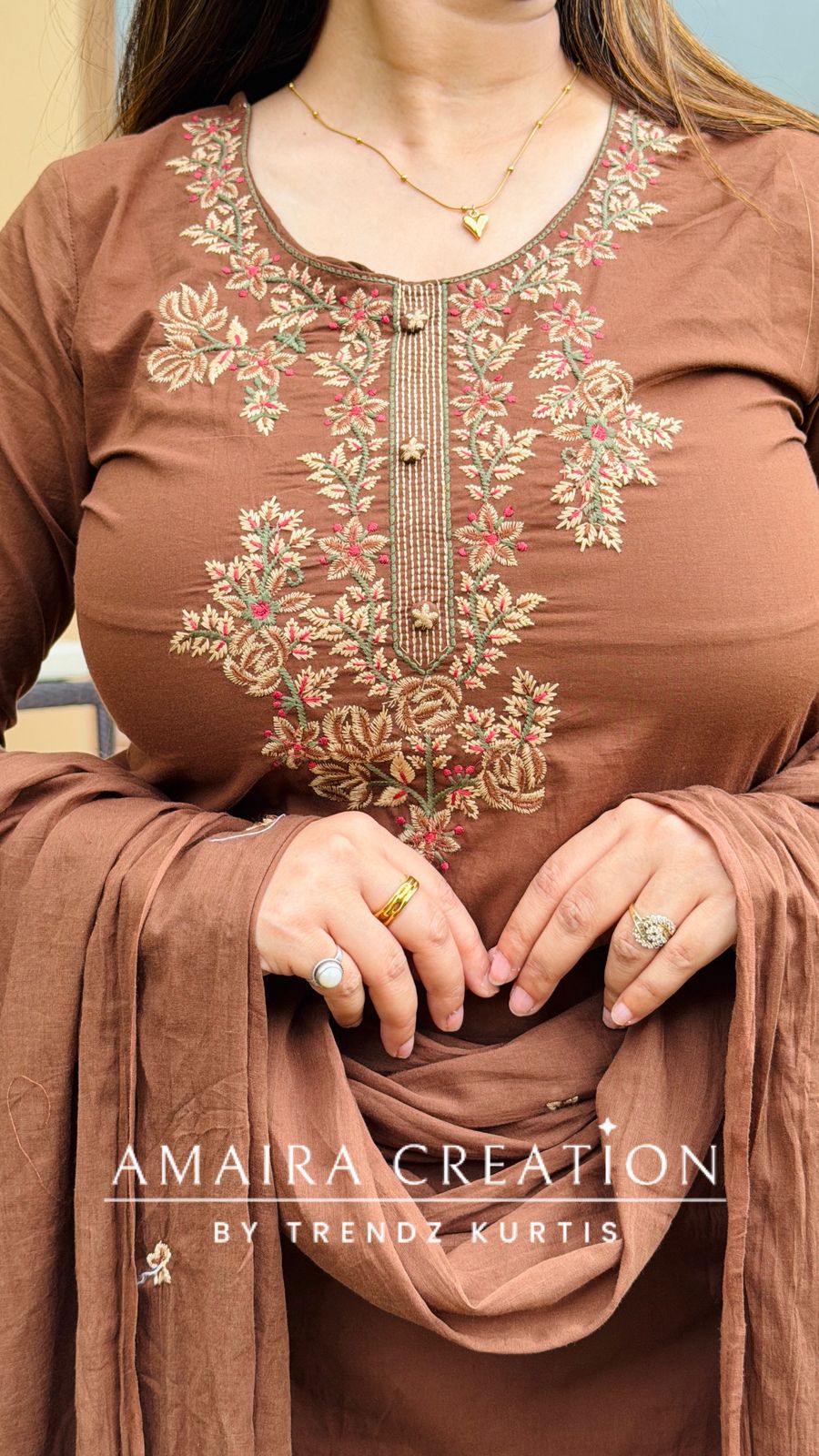 Cocoa Embroidered Suit Set(Viral Suit)