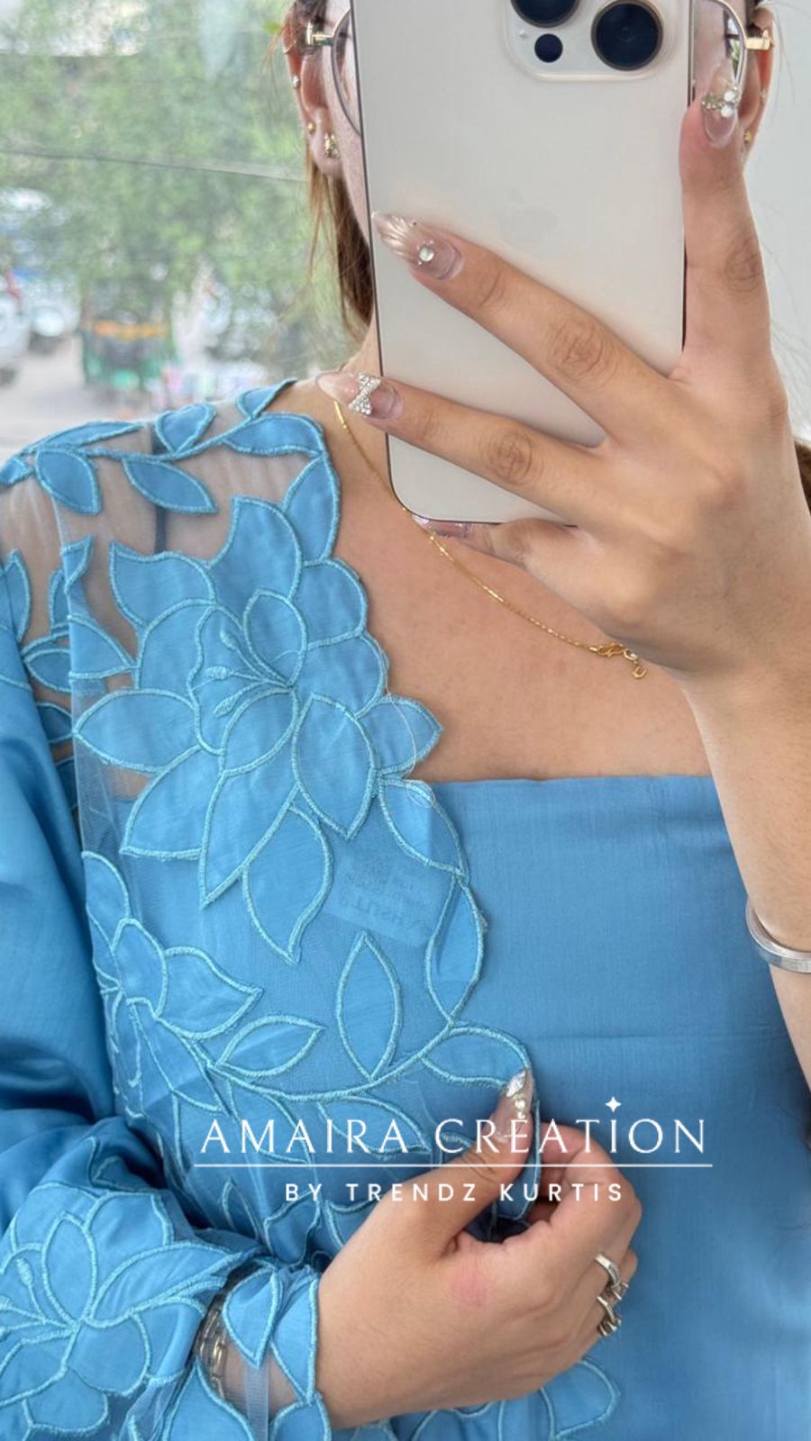 Premium Muslin Powder Blue colour Unstitched With Cut Work Detailing