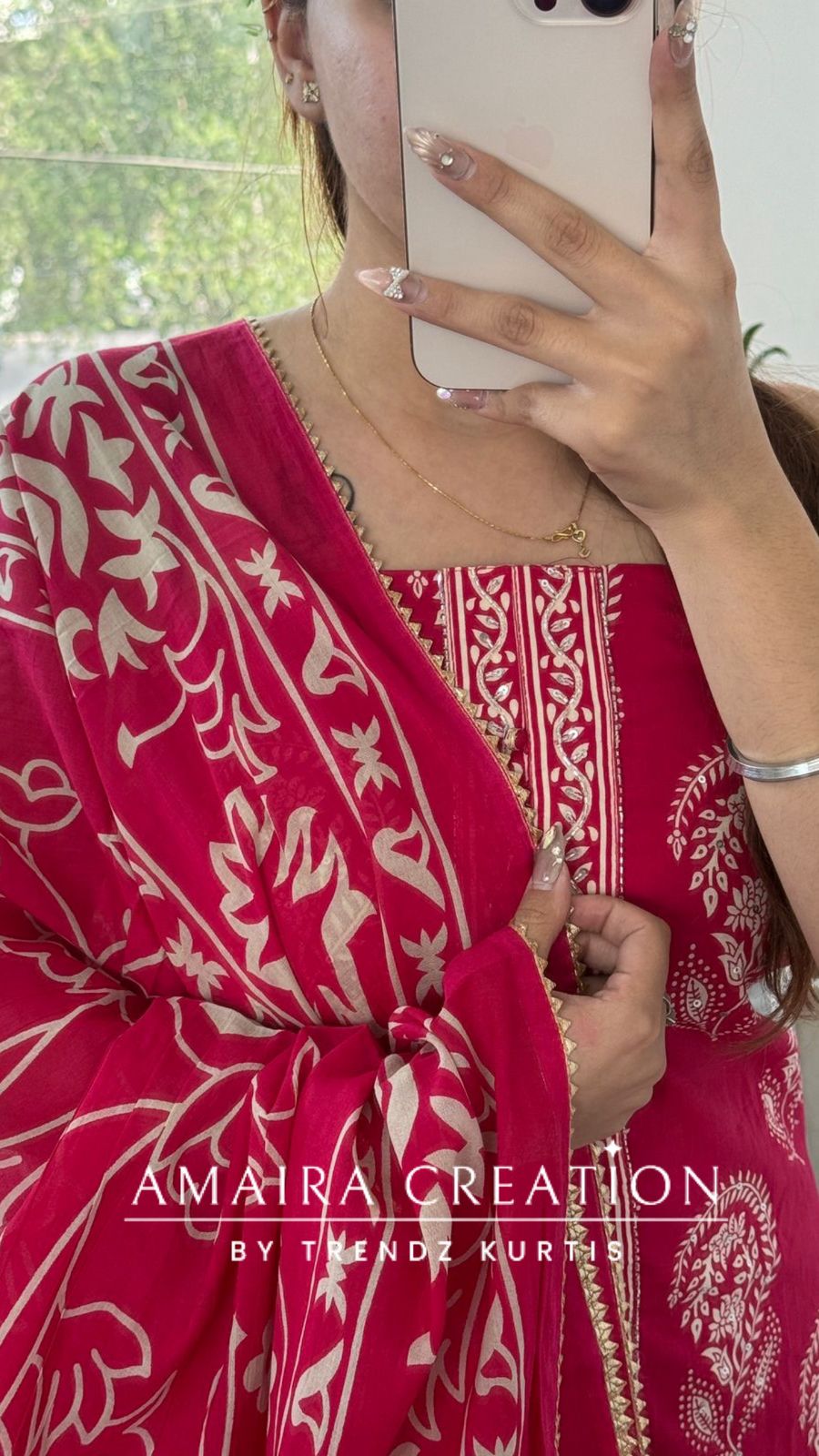 Premium Cotton magenta Colour Block Print Unstitched Suit