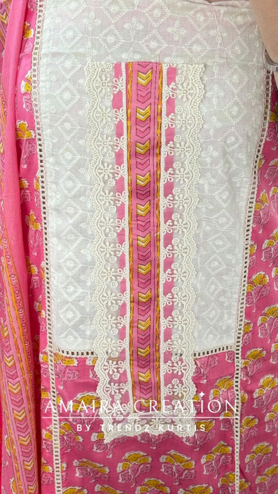 Premium Cotton Pink Colour Unstitched Suit