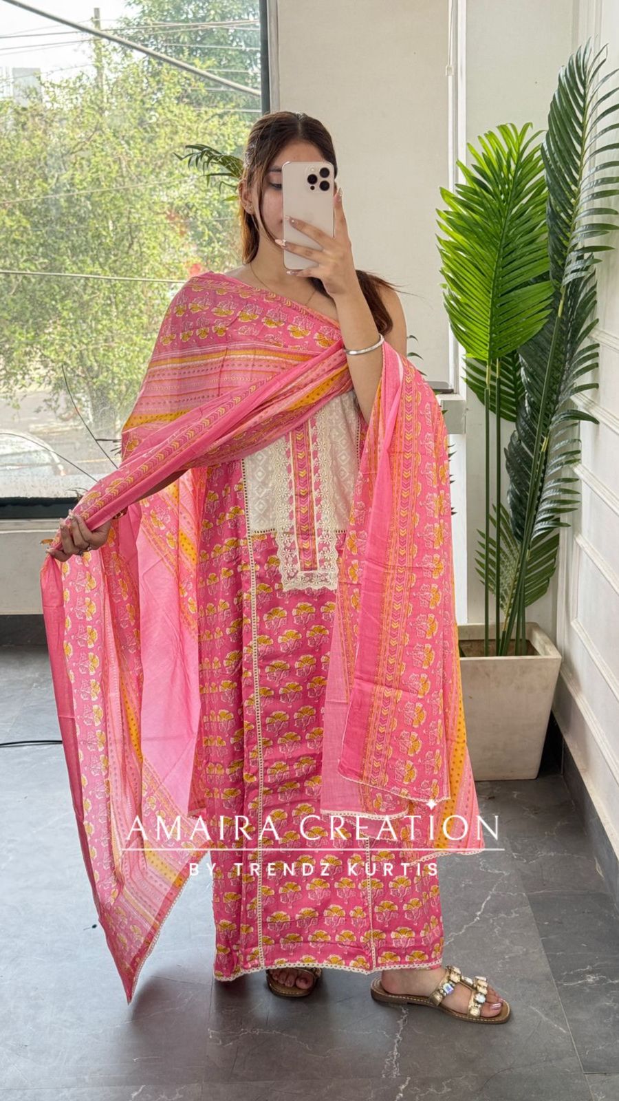 Premium Cotton Pink Colour Unstitched Suit