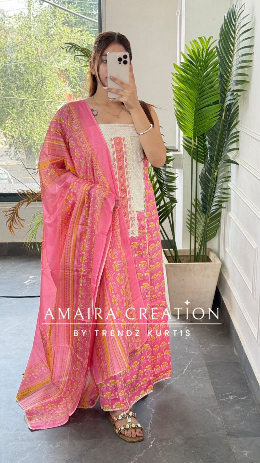 Premium Cotton Pink Colour Unstitched Suit