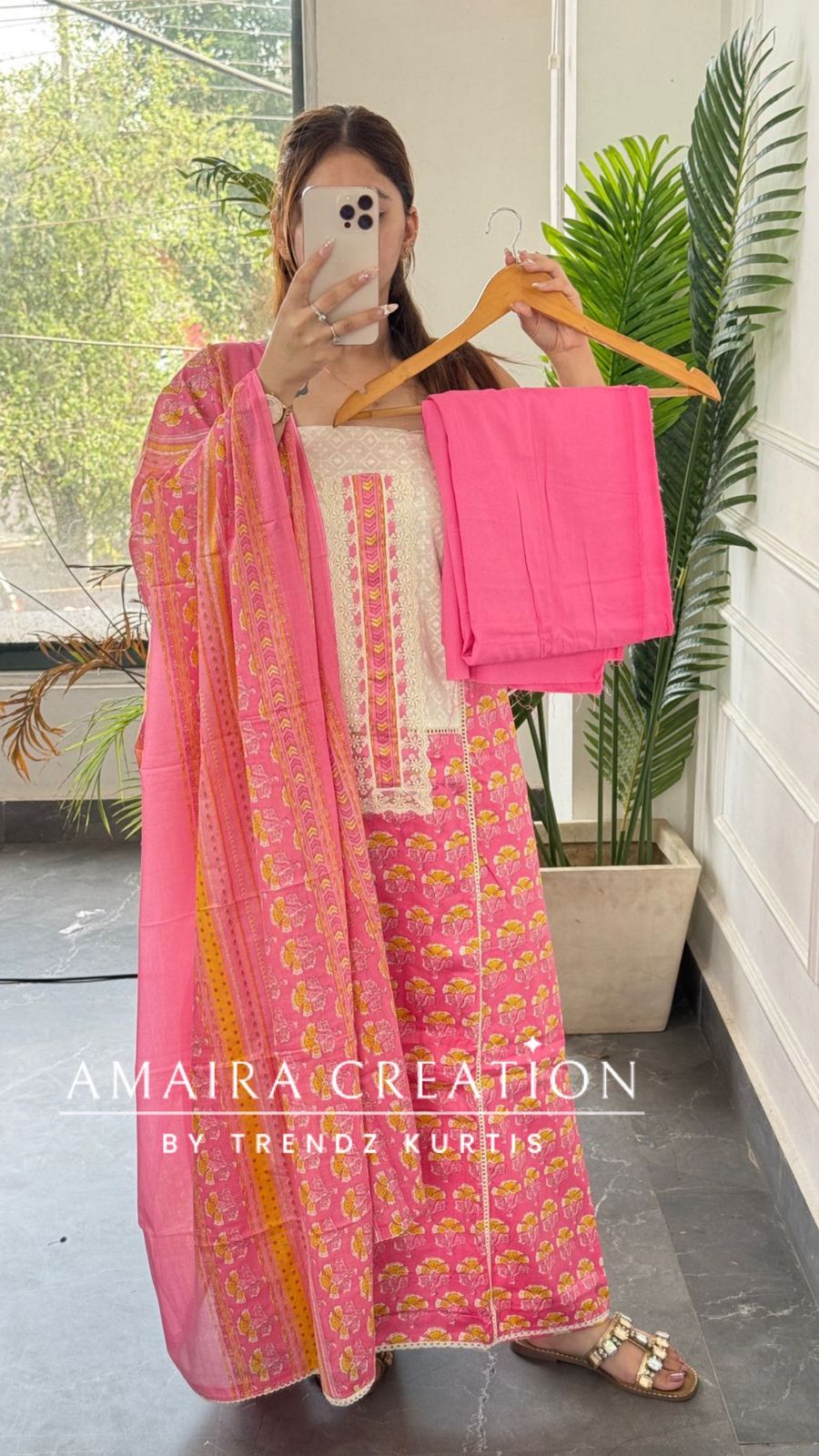 Premium Cotton Pink Colour Unstitched Suit