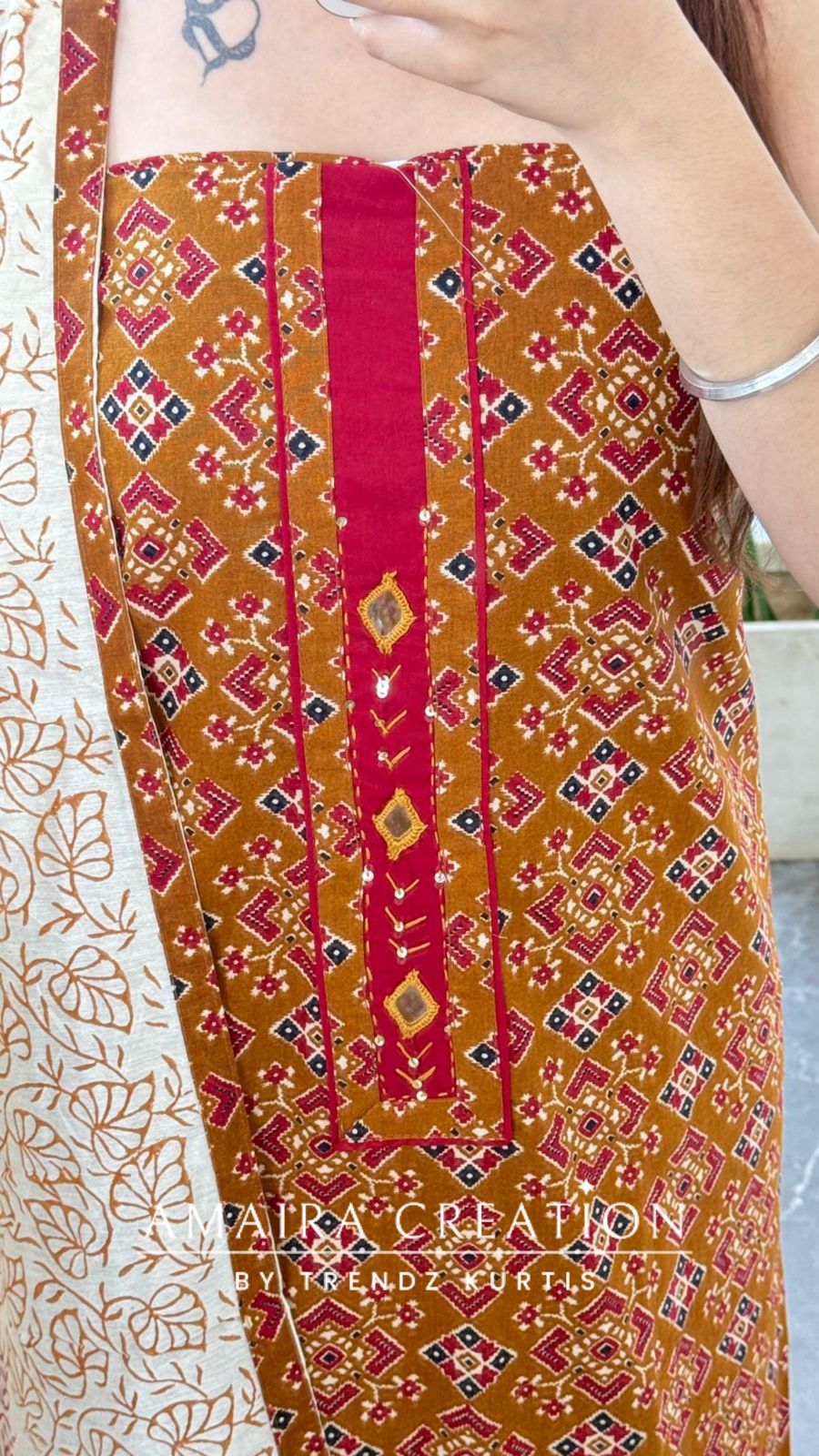 Premium Cotton Mustard Colour Jaipuri Print Unstitch Suit