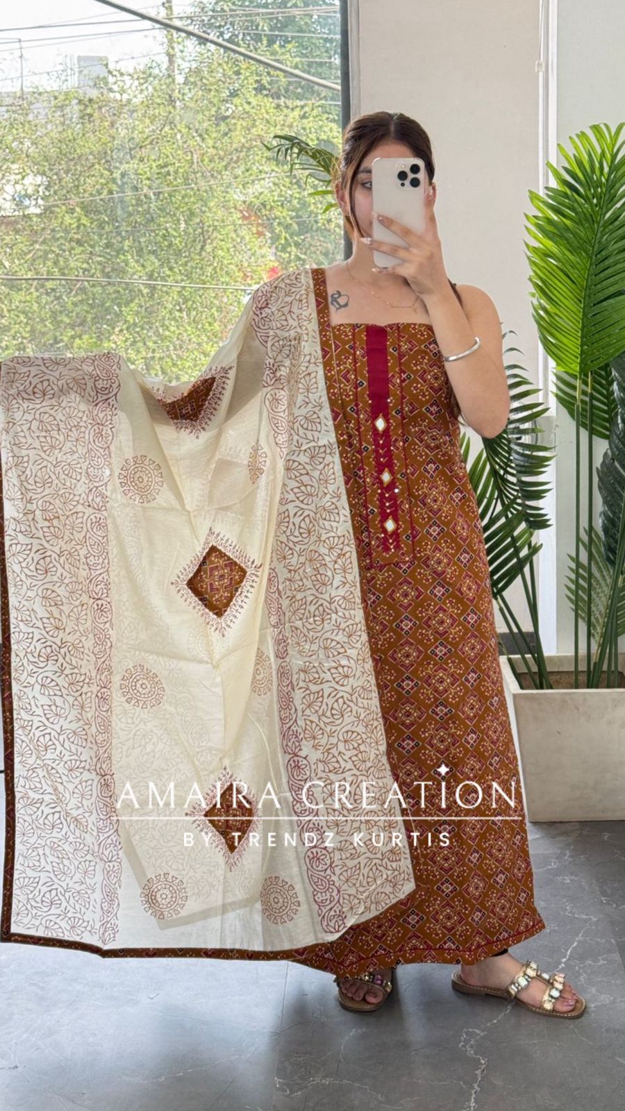 Premium Cotton Mustard Colour Jaipuri Print Unstitch Suit
