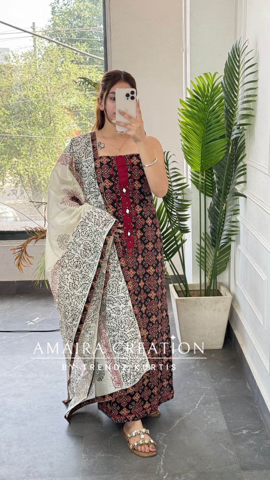 Premium Cotton Black colour Jaipuri Print unstitch suit