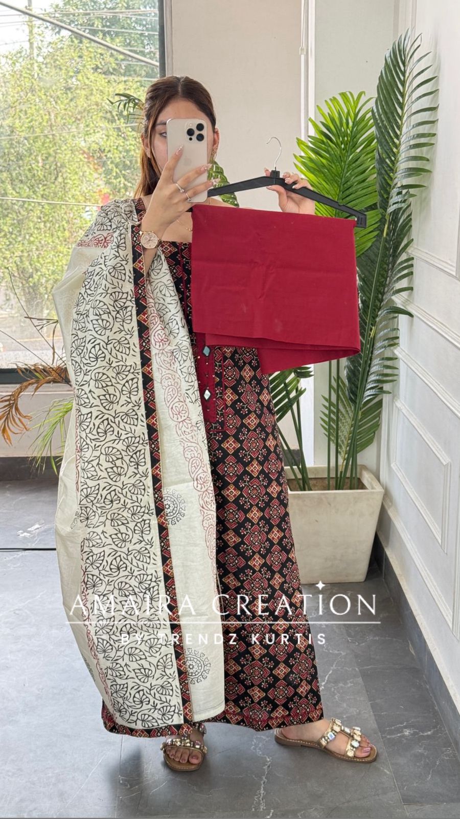 Premium Cotton Black colour Jaipuri Print unstitch suit