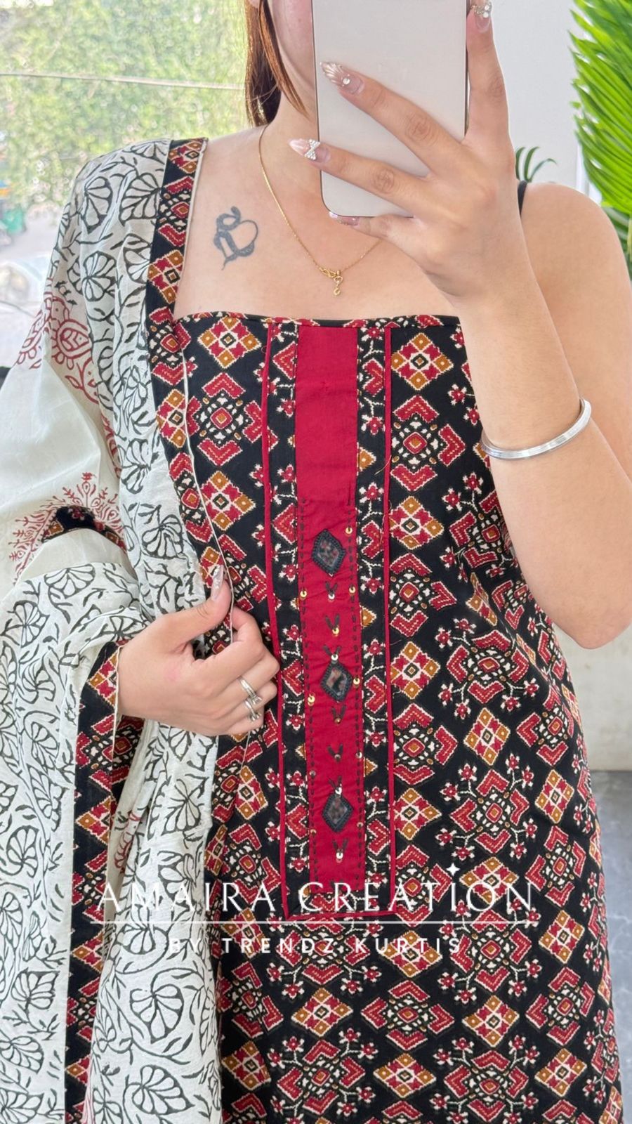 Premium Cotton Black colour Jaipuri Print unstitch suit