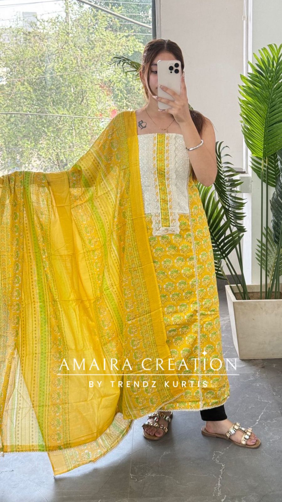 Premium Cotton yellow Colour Unstitched Suit