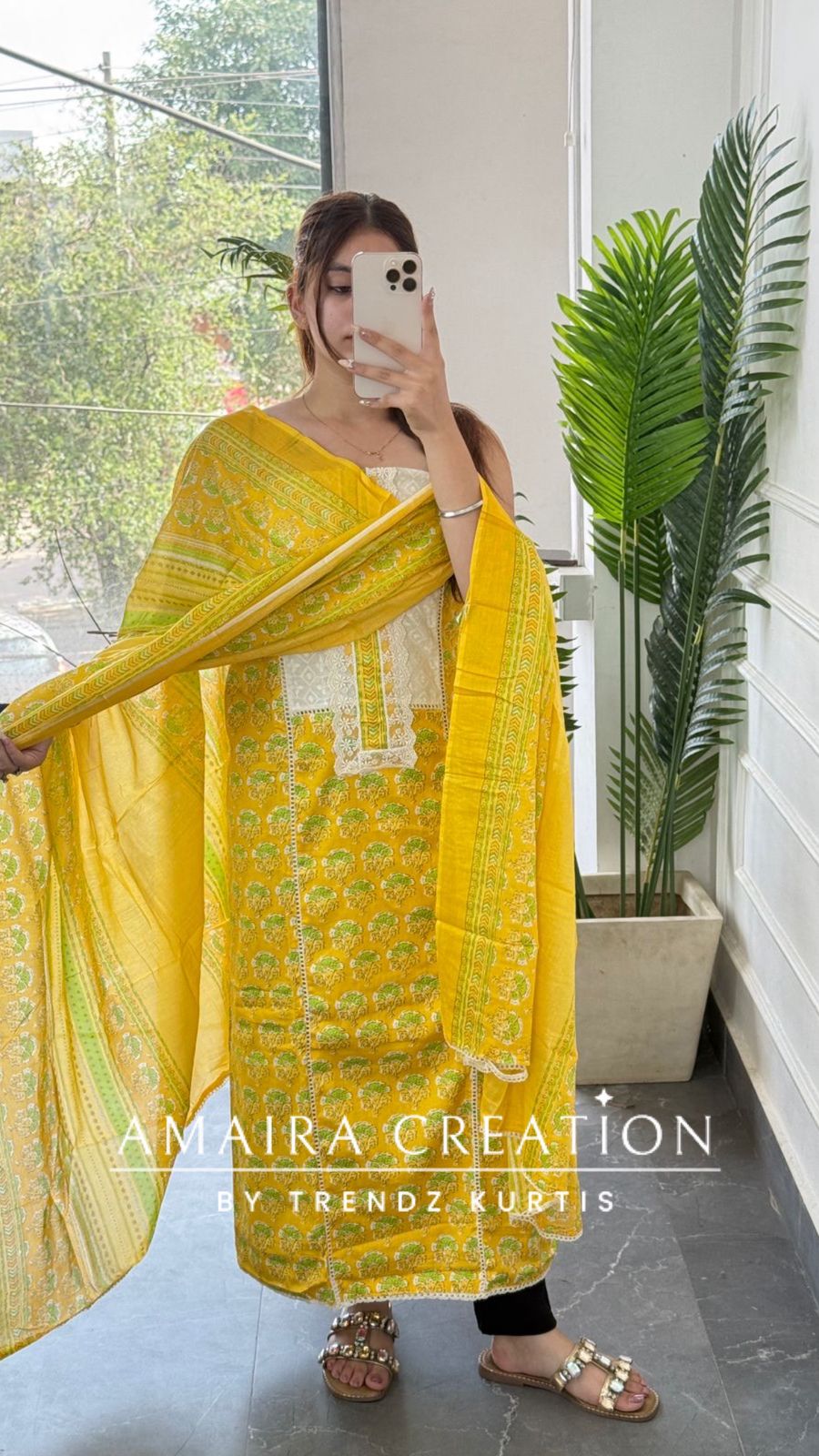 Premium Cotton yellow Colour Unstitched Suit