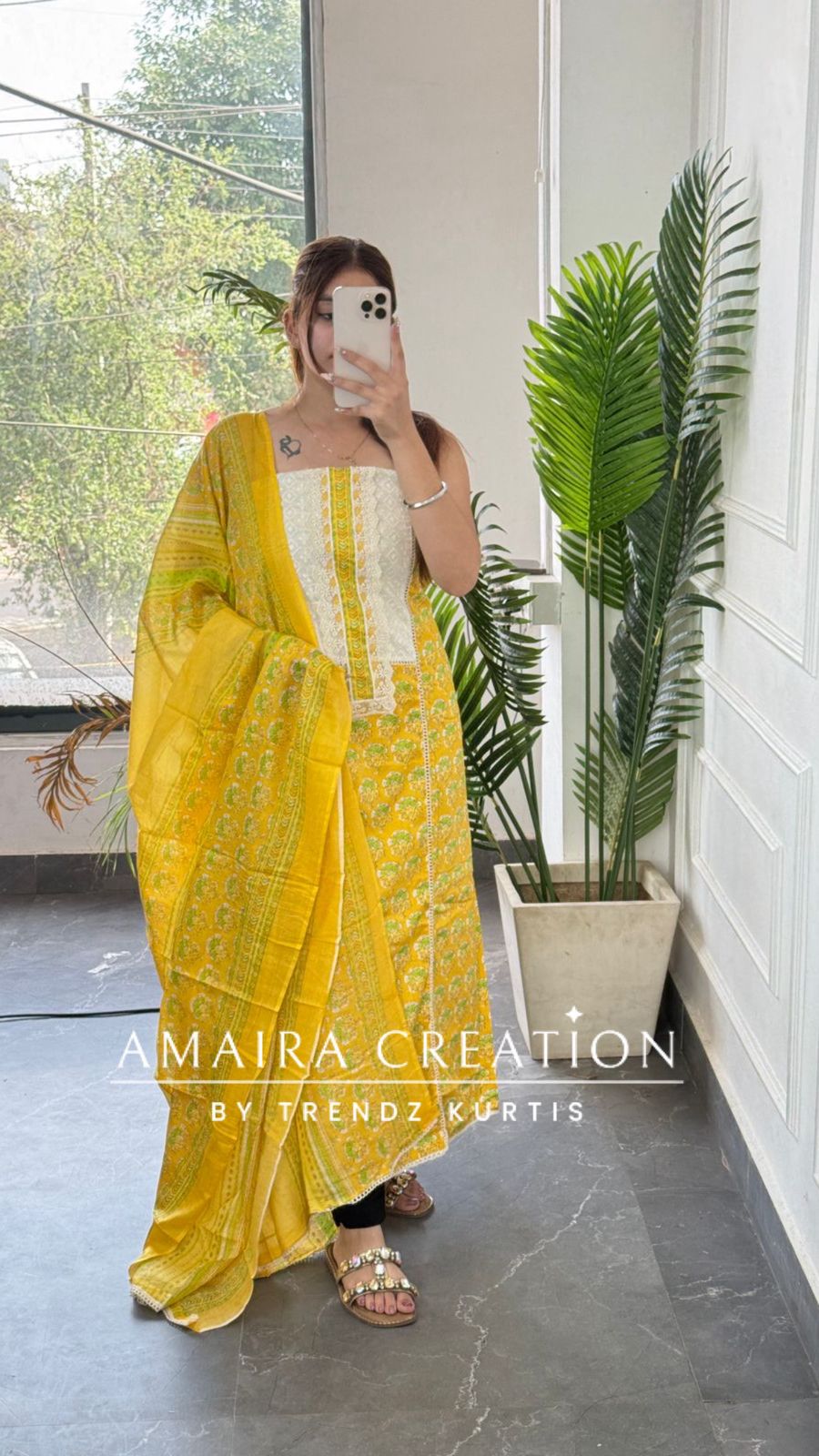 Premium Cotton yellow Colour Unstitched Suit