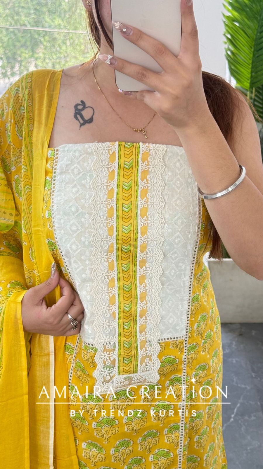 Premium Cotton yellow Colour Unstitched Suit